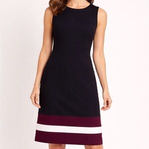 Tommy Hilfiger Black and Burgundy Midi Dress